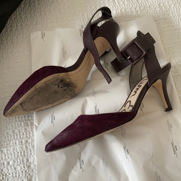 Sam Edelman calf hair Merlot heels - Picture 2 of 3